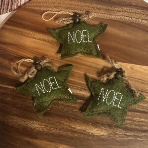 Festive Green Noel Star Ornaments